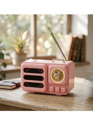 Melinee Hoparlör & Speaker & Radyo (Işıklı) (Usb Şarjlı) (Renkli Kasa & Bronz Çerçeve)(Usb & Dc 5V & Tf