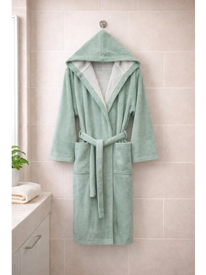 MySoft Home Triga Kadife Kapüşonlu Bornoz %100 Pamuk