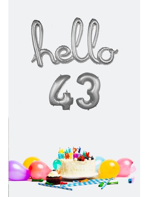 Feyza Design 43 Yaş Doğum Günü Gümüş Folyo Balonları - El Yazısı