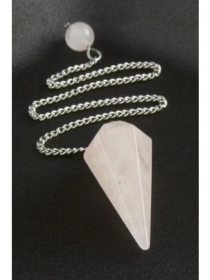 İsmiyle Al Pembe Kuvars Taşı Pandül Sarkaç