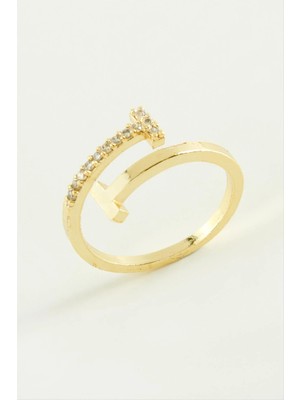 İsmiyle Al Çivi Zirkon Taşlı Yüzük