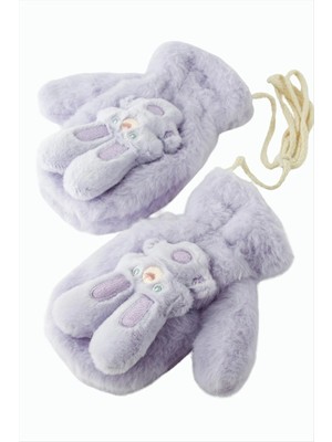 İsmiyle Al Tavşancık Yünlü Içi Polar Çocuk Eldiven