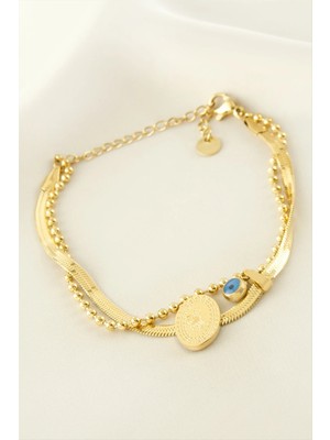 İsmiyle Al Tuğra Italyan Zincir Çelik Bileklik