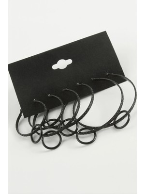 İsmiyle Al Çizgili Metal Halka Küpe 6 Adet