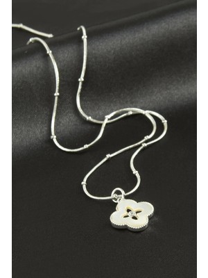 İsmiyle Al Çiçek Sedef Lüks Çelik Kolye