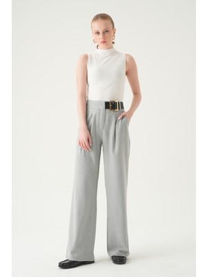 Rays Gri Kemer Detay Palazzo Pantolon 8421A