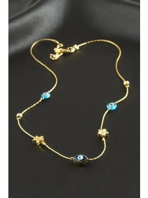 İsmiyle Al Nazar Mineli Zincir Şans Kolye