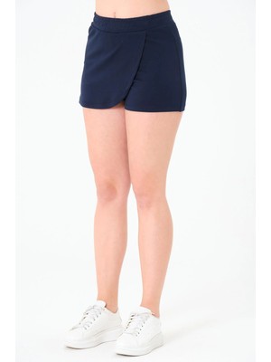 Sortie Collection Kadın Zarf Kesim Lacivert Renk Lastikli Şort