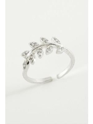 İsmiyle Al Yaprak Zirkon Taşlı Yüzük