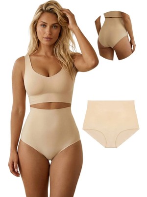 003 Lazer Kesim Yüksek Bel Slikon Tutucu Toparlayıcı Slip Korse