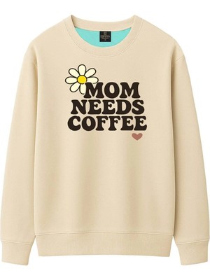 Espina Premium Regular Mom Needs Coffe Baskılı Sweatshirt