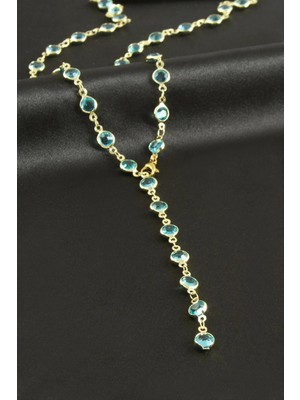 İsmiyle Al Yuvarlak Zirkon Taşlı Çelik Y Kolye