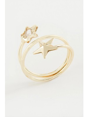 İsmiyle Al Kalp Yıldız Zirkon Taşlı Yüzük