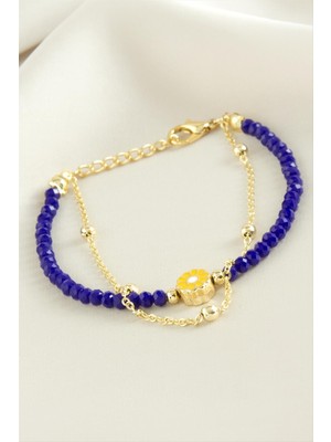 İsmiyle Al Papatya Zincir Kristal Bileklik