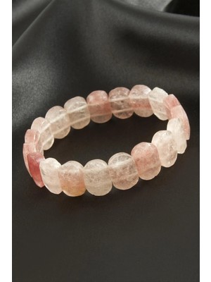 İsmiyle Al Oval Kesim Pembe Kuvars Doğaltaşlı Bileklik