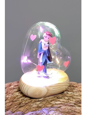 İsmiyle Al Kalp Işıklı LED Fanus