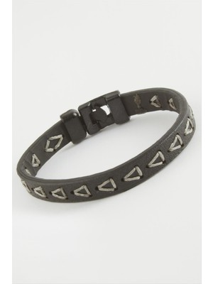 İsmiyle Al Üçgen Ip Desenli Kaliteli Suni Deri Bileklik