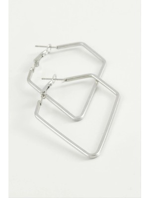 İsmiyle Al Dörtgen Halka Küpe 4,5 cm