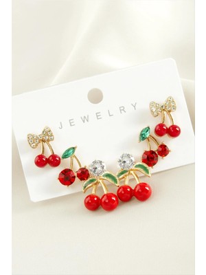 İsmiyle Al 6 Adet Kiraz Mineli Tektaş Küpe