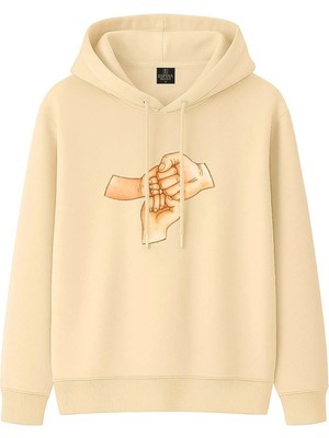 Espina Premium Aile Baskılı Kapüşonlu Sweatshirt