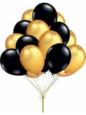 Feyza Design 30'lu Metalik Gold-Siyah Balon Seti - Hobi ve Parti Malzemeleri
