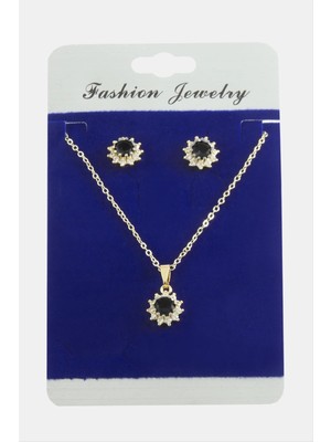 İsmiyle Al Çiçek Zirkon Taşlı Set Kolye