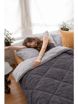 beyaz lale Beyazlale Pamuklu Lüks Çift Taraflı Çift Kişilik Yorgan | 195X215CM