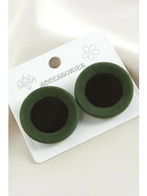 İsmiyle Al Düğme Süet Kumaş Küpe