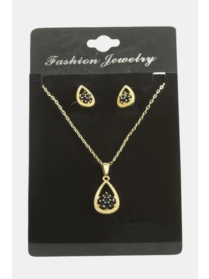 İsmiyle Al Oval Kartanesi Zirkon Taşlı Set Kolye