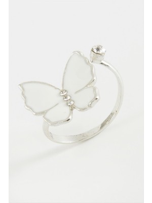 İsmiyle Al Kelebek Taşlı Mineli Yüzük