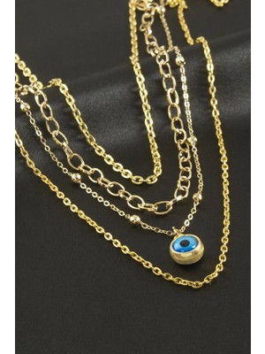 İsmiyle Al Nazar Boncuk Dörtlü Kolye