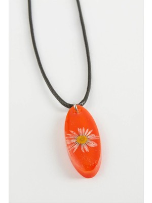 İsmiyle Al Papatya Oval Epoksi Kolye