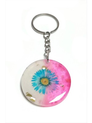 İsmiyle Al Papatya Kalp Epoksi Anahtarlık