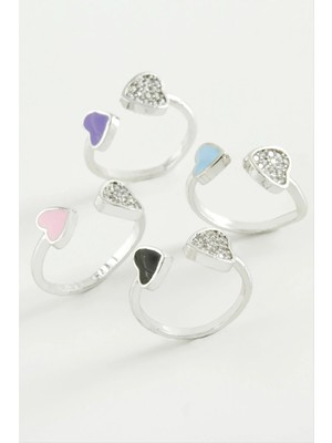 İsmiyle Al Kalp Taşlı Mineli Eklem Yüzük