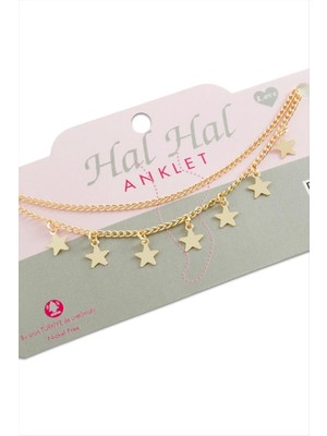 İsmiyle Al Yıldız Çift Zincirli Halhal