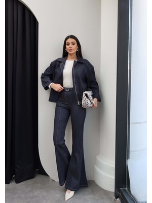 Esra Helvacı Kemerli Bomber Ceket Pantolon Takım