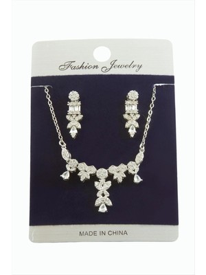 İsmiyle Al Kelebek Zirkon Taşlı Set Kolye