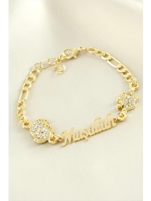 İsmiyle Al Ayak Izi Maşallah Yazılı Taşlı Bileklik