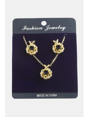 İsmiyle Al Gül Zirkon Taşlı Set Kolye