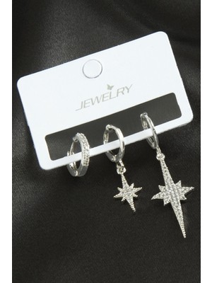 İsmiyle Al 3 Adet Şimşek Zirkon Taşlı Küpe