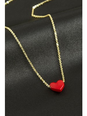 İsmiyle Al Kalp Mineli Kolye