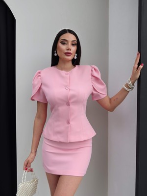 Esra Helvacı Balon Kol Ceket Etek Takım