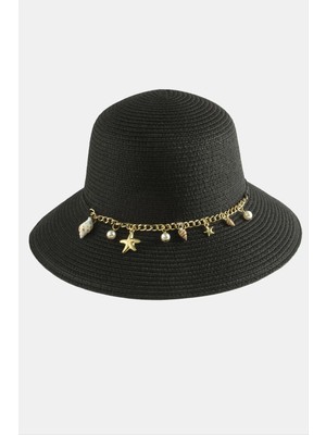 İsmiyle Al Deniz Kabuğu Zincirli Hasır Şapka