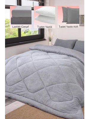 beyaz lale Beyazlale Tek Kişilik 4 Parça Welsoft Yorgan Seti Özel Çantalı | Lastikli Çarşaf, 1 Yastık ve 1 Yastık Kılıfı