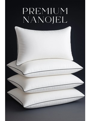 beyaz lale Beyazlale 4 Adet 50X70CM Nano Jel Lüks Yastık | 1200GR Anti-Alerjik Pamuklu Yastık Seti 4'lü -Özel Çantalı