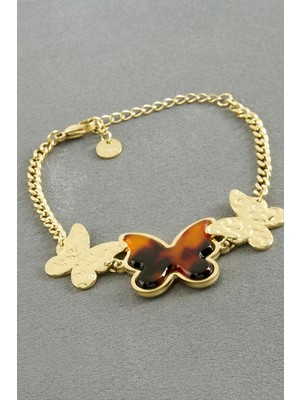 İsmiyle Al Kelebek Sedef Lüks Çelik Bileklik