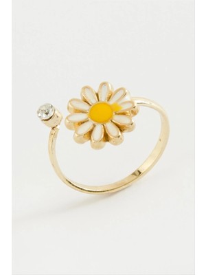 İsmiyle Al Papatya Mineli Taşlı Yüzük