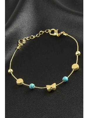 İsmiyle Al Karışık Turkuaz Boncuk Bileklik