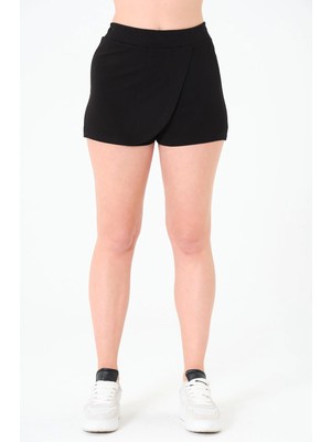 Sortie Collection Kadın Zarf Kesim Siyah Renk Lastikli Modal Şort