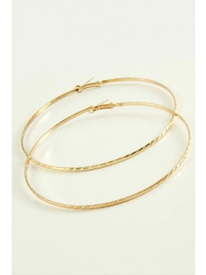 İsmiyle Al Çizgili Metal Halka Küpe 8-9-10 cm